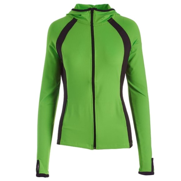 𝐍𝐄𝐎𝐍 Green Hoodie Jacket+Black Leggings - Picture 4 of 9